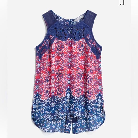 Pale sky blue and red tank - Picture 1 of 6